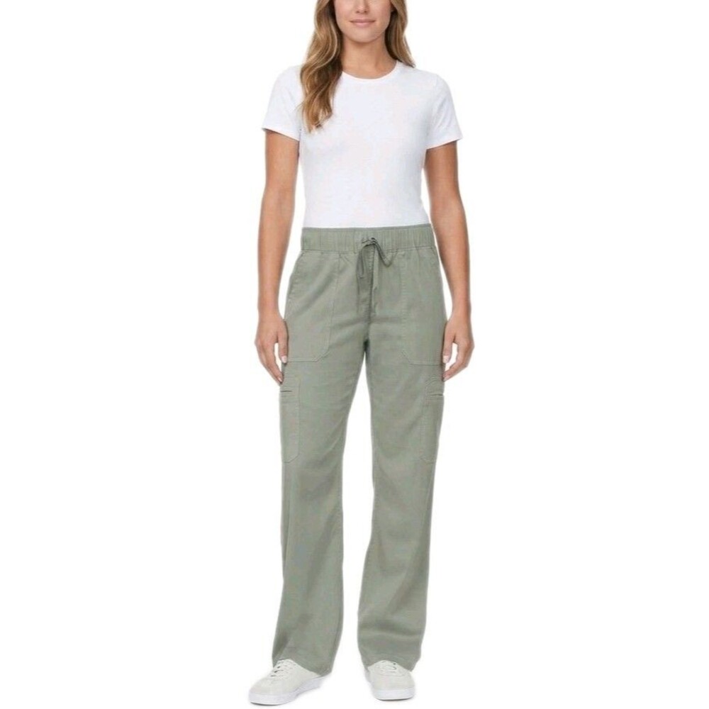 Buffalo Women's Pull-on Tencel Cargo Pant Sage Green Size XXL Wide Waistband